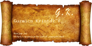 Guzmics Kristóf névjegykártya